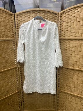 Lilly Pulitzer White Long Sleeve Lace Shift Dress